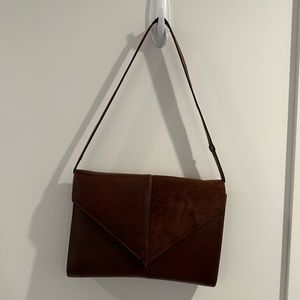 Vintage Brown Leather Suede Shoulder Bag